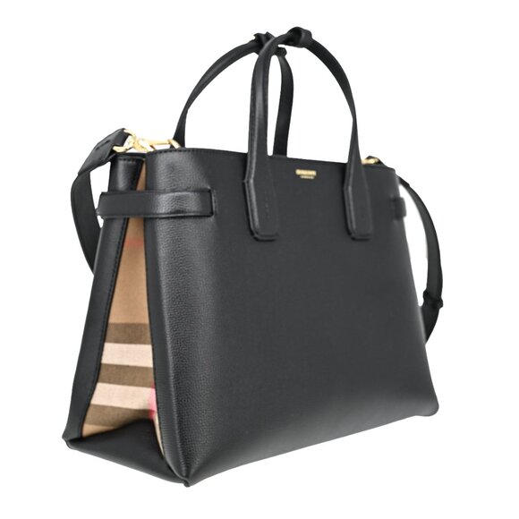 Burberry Medium Banner Leather/ House Check Bag - Picture 1 of 13